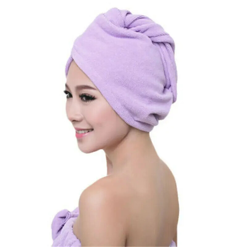 Turban Cap Wrap Instrumente de scăldat Microfibră După duș Uscarea părului Femei Fete Doamne Prosop Pălărie cu uscare rapidă Căciulă roz