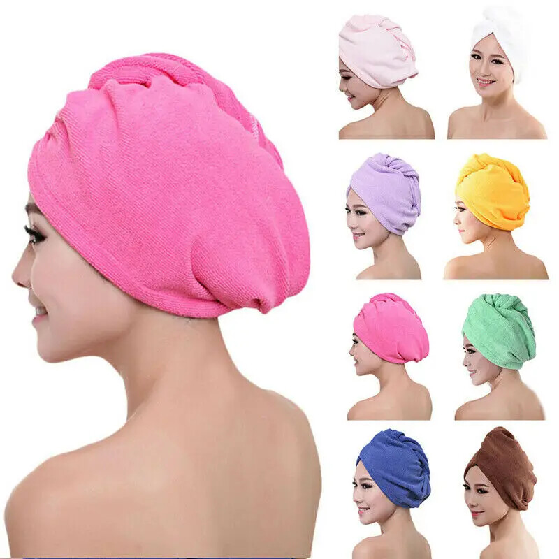 Turban Cap Wrap Instrumente de scăldat Microfibră După duș Uscarea părului Femei Fete Doamne Prosop Pălărie cu uscare rapidă Căciulă roz