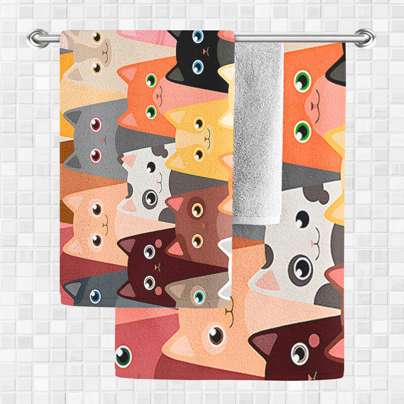 1PC ručnik za plažu od mikrovlakana sa šarenim šarenim mačjim uzorkom, brzo se suši, od mikrovlakana bez pijeska, savršen za bazen, kadu