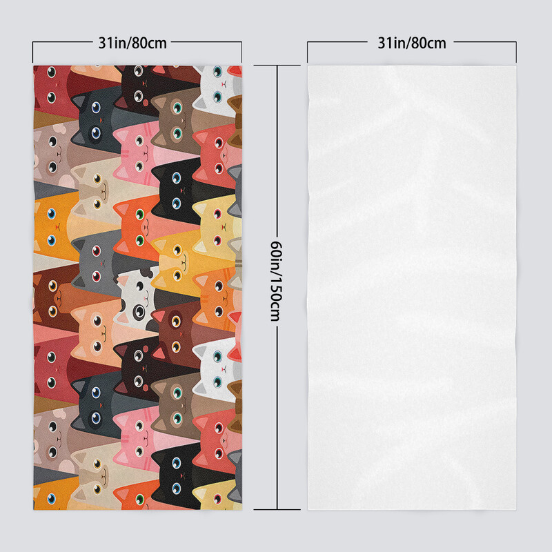 1PC ručnik za plažu od mikrovlakana sa šarenim šarenim mačjim uzorkom, brzo se suši, od mikrovlakana bez pijeska, savršen za bazen, kadu