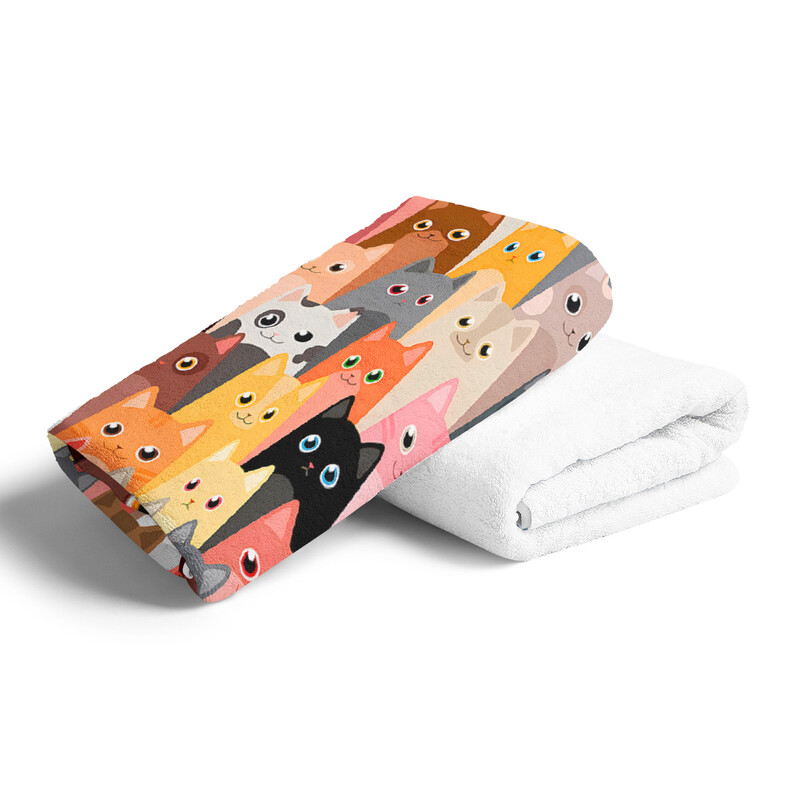 1PC ručnik za plažu od mikrovlakana sa šarenim šarenim mačjim uzorkom, brzo se suši, od mikrovlakana bez pijeska, savršen za bazen, kadu