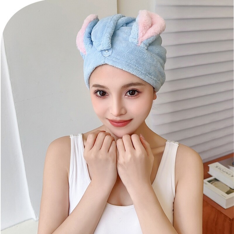 Imav kuivadele juustele mõeldud müts vanemale-lapsele, multifilmi kukk, korallsamett, jänesekõrvad, kiiresti kuivav juukserätik