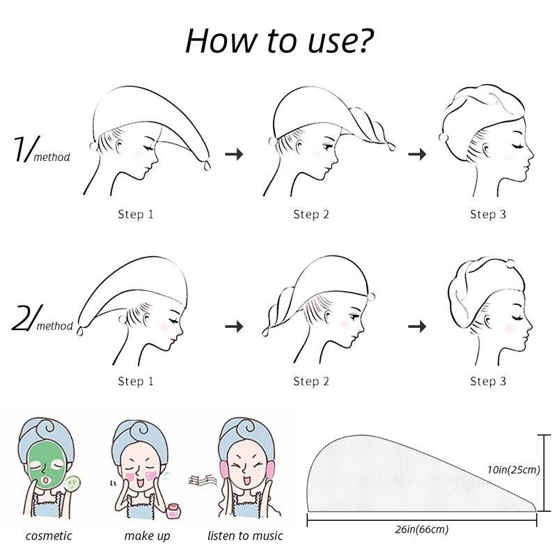 Pink Rose Romantiline mikrokiust kuiva juukserätik kiiresti kuivav juuksemüts, imav dušipea mähis vannitööriistad