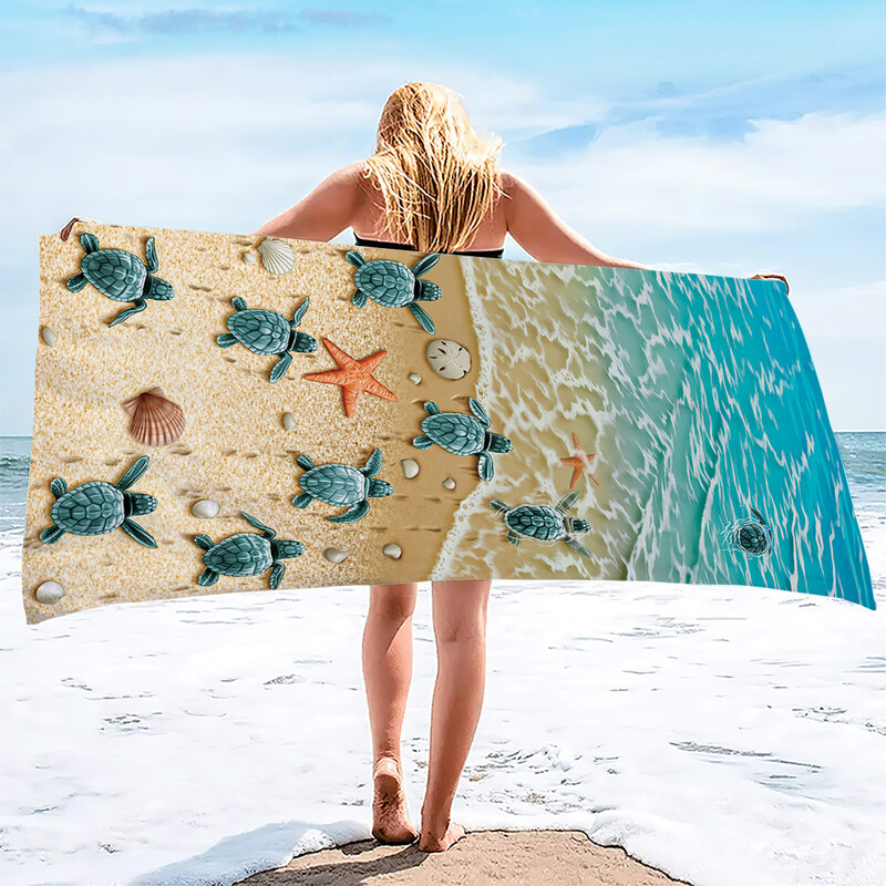 1PC80x150cm rannarätik, kilpkonna naasmine merre vannirätik, ülipeenest kiust kangas, puhkuseks, turismiks, telkimiseks