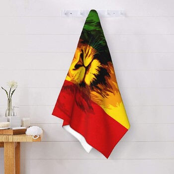 Μικροΐνες Πετσέτες παραλίας Reggae Rasta Flag Lion Πετσέτες μπάνιου Αδιάβροχες πετσέτες πισίνας Γρήγορης στέγνωσης Κουβέρτα Ταξιδιωτικής Παραλίας