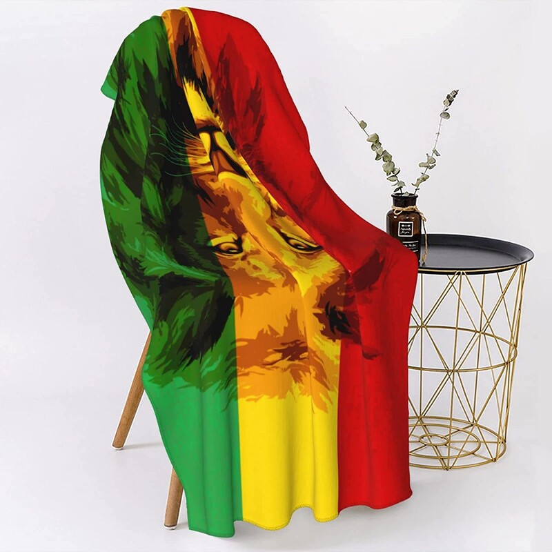 Mikrokiust rannarätik Reggae Rasta Flag Lion Vannirätikud Liivakindlad Kiiresti Kuivatavad Basseinirätikud Ujumisreisi rannatekk