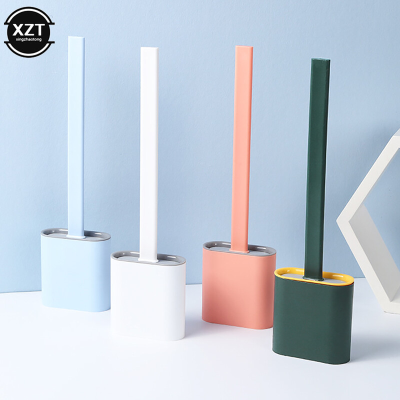 Perie de toaletă rezistentă la scurgeri cu bază Silicon Wc cu cap plat Perie flexibilă cu peri moi cu uscare rapidă set de instrumente