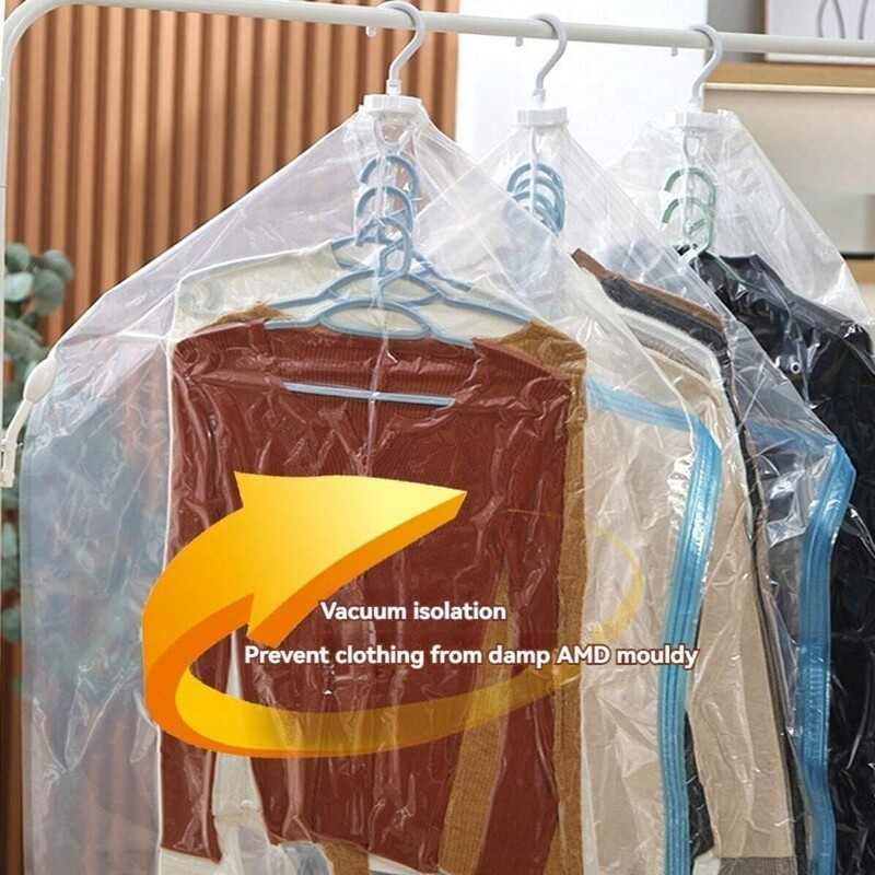 Rippuvad vaakumkotid riiete jaoks, vaakumkinnitusega ülikonnad, kleidid, jakid, kapikorder kolimistarvete jaoks