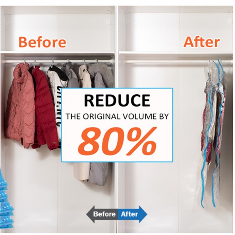 Rippuvad vaakumkotid riiete jaoks, vaakumkinnitusega ülikonnad, kleidid, jakid, kapikorder kolimistarvete jaoks