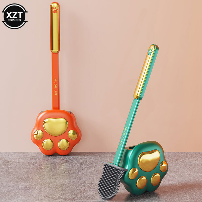 Uus Cartoon Cat Paw Silikoonist WC-hari Seinale kinnitatavad korraldajad Ilma ummikuteta puhastamine Vannitoa puhastusnõud Kodu WC-hari