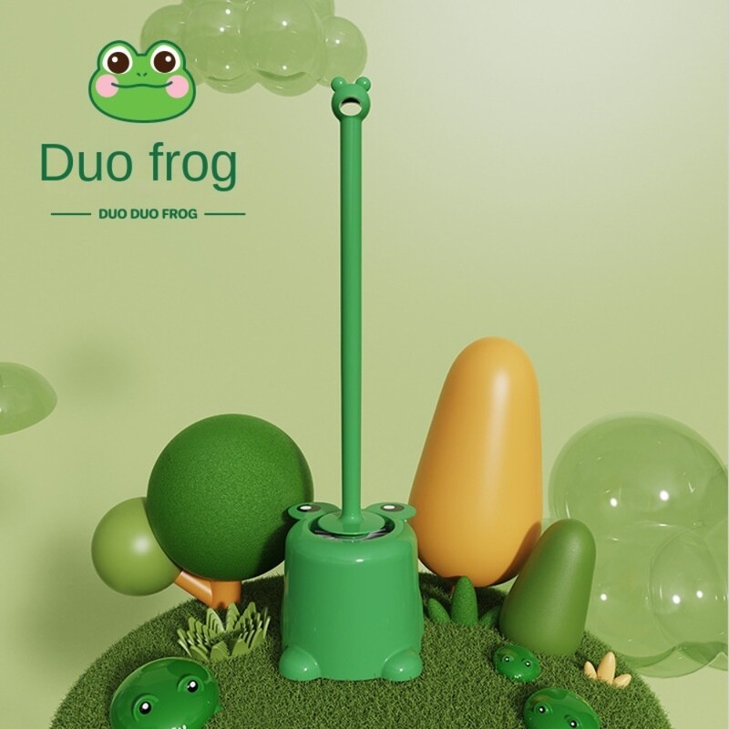 Plastikust pehmete harjastega puhastusharjad Green Frog WC-hari Loov pika varrega hari koos alusega tualett-vannitoa jaoks