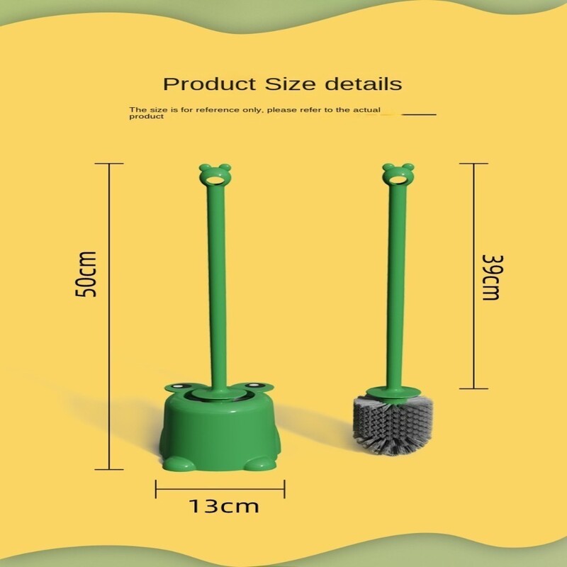Plastikust pehmete harjastega puhastusharjad Green Frog WC-hari Loov pika varrega hari koos alusega tualett-vannitoa jaoks