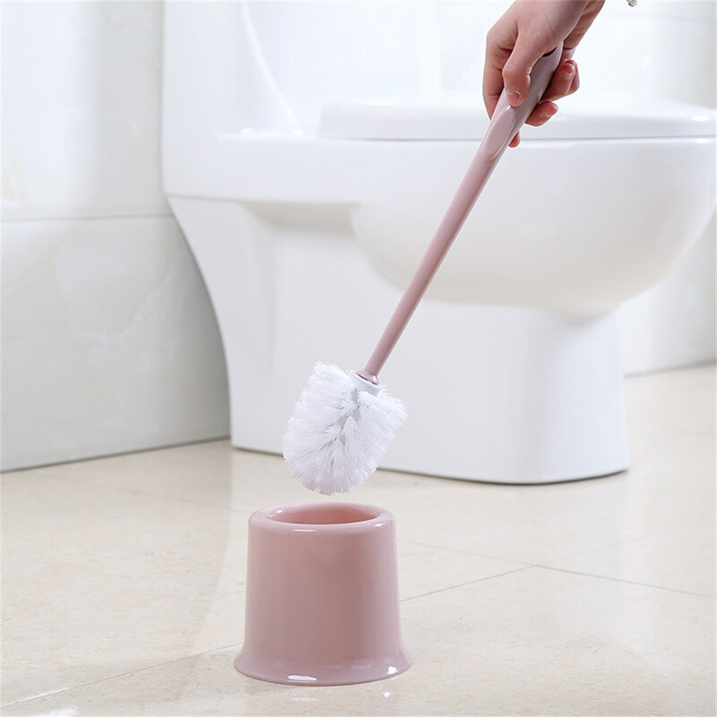 Set de perii de toaletă cu mâner din plastic cu suport Perii de curățare pentru colțuri Cap rotund din nailon detașabil Accesorii pentru baie WC Clasic