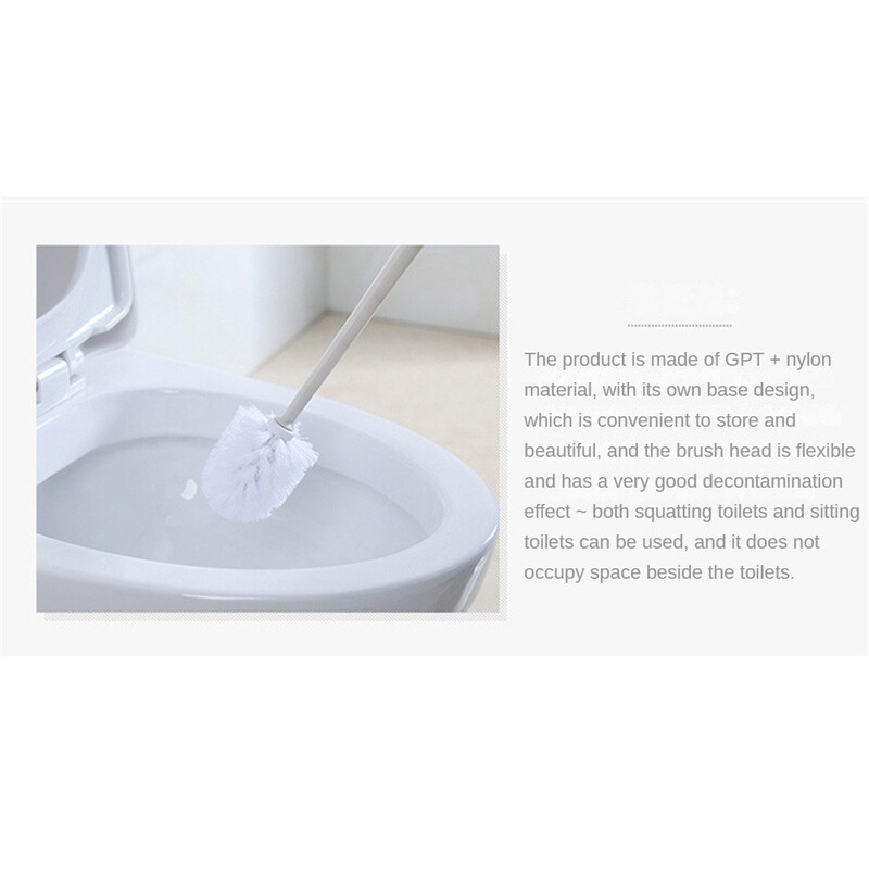 Set de perii de toaletă cu mâner din plastic cu suport Perii de curățare pentru colțuri Cap rotund din nailon detașabil Accesorii pentru baie WC Clasic
