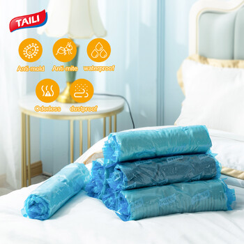 TAILI Roll Up Compression Vacuum Storage Bags 10pcs επαναχρησιμοποιήσιμες σακούλες αποθήκευσης Εξοικονομούν 80% του αποθηκευτικού χώρου Δεν χρειάζονται σακούλες κενού