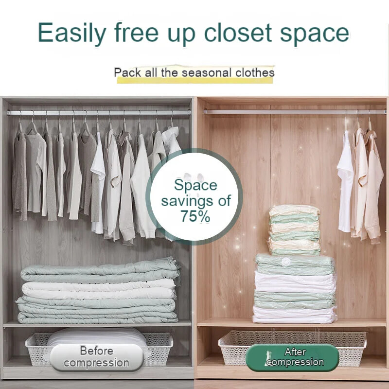 Nu este nevoie de saci de vid cu pompă Saci mari de depozitare din plastic pentru depozitarea hainelor Pături de compresie Huse pentru sac goale Accesorii de călătorie