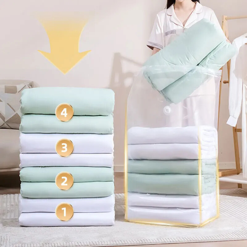 Nu este nevoie de saci de vid cu pompă Saci mari de depozitare din plastic pentru depozitarea hainelor Pături de compresie Huse pentru sac goale Accesorii de călătorie