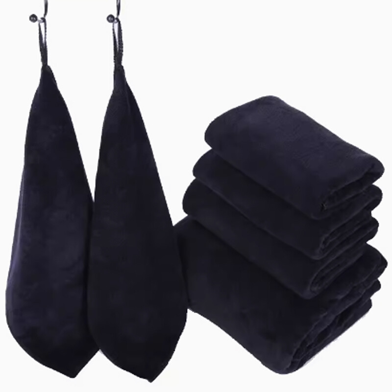 Υπεραπορροφητική καθαρή μαύρη πετσέτα, μαύρο τετράγωνο, ολο βαμβακερά μη ξεθωριασμένα μικρά τετράγωνα φουλάρια, γυμναστήριο, κουρείο, τραπέζι μακιγιάζ