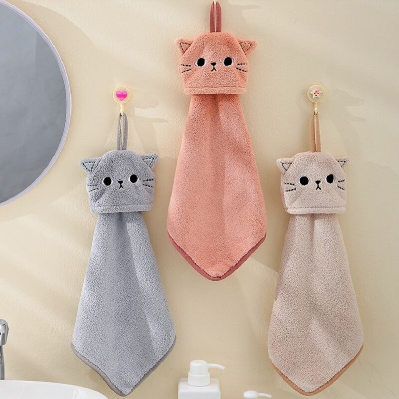 Gudrs kaķis virtuves tīrīšanas dvielis Piekaramie roku dvieļi Absorbējoši trauku lupatiņi Koraļļu samta mīksta tīrīšanas lupata