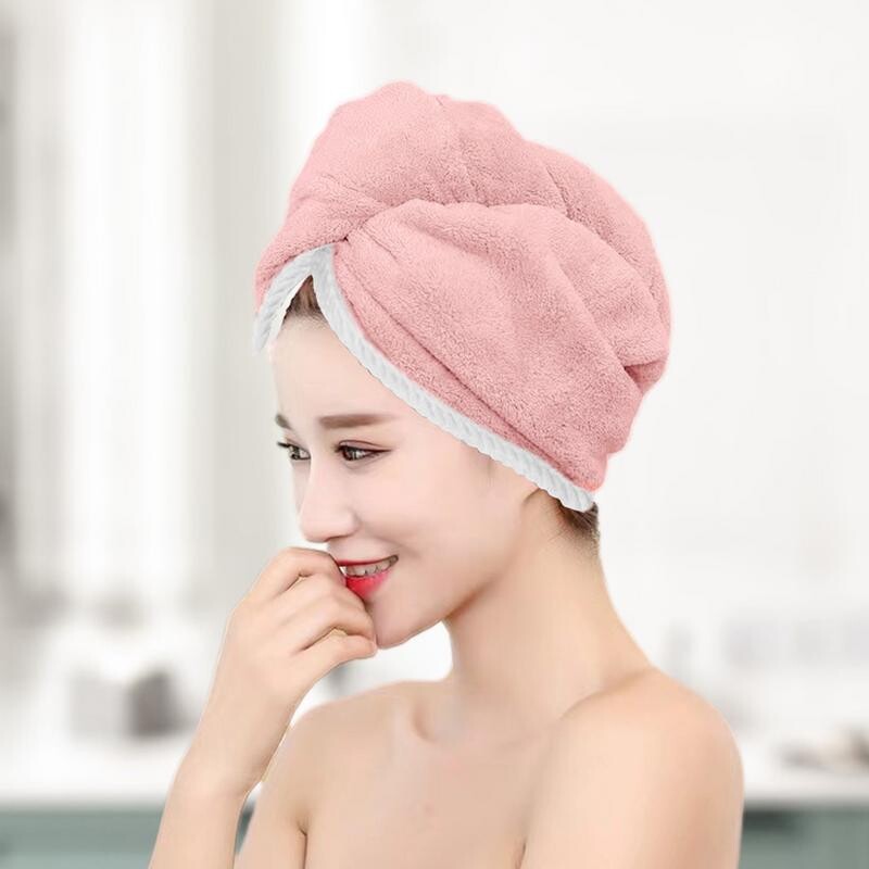 Juuksekuivatusrätik Kahekihiline juukseturbani mähis Tugev vett imav kolmnurkne dušimüts pühkiv juukserätik tööriist vannimüts