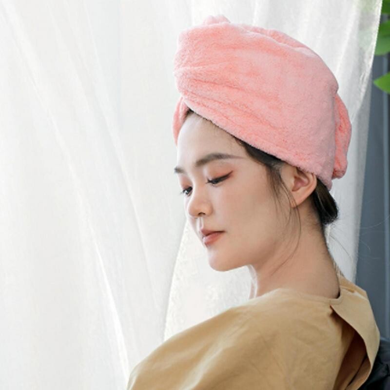 Kiiresti kuivav juukserätik mikrofiibrist üliimav naiste juuksekuivatusrätik armas multikas korallifliis, kiire niiske juuksekuivatus Cap p