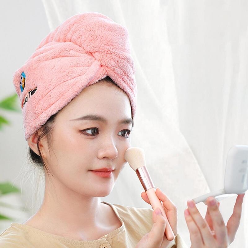 Kiiresti kuivav juukserätik mikrofiibrist üliimav naiste juuksekuivatusrätik armas multikas korallifliis, kiire niiske juuksekuivatus Cap p