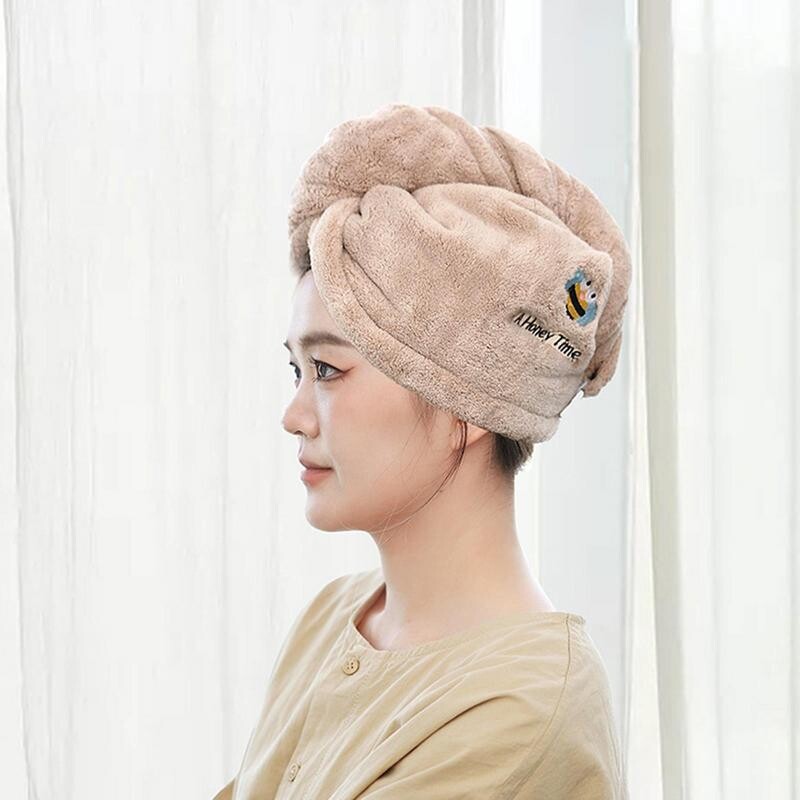 Kiiresti kuivav juukserätik mikrofiibrist üliimav naiste juuksekuivatusrätik armas multikas korallifliis, kiire niiske juuksekuivatus Cap p