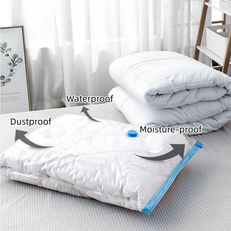 3-5 bucăți sac de vid și capac pentru pompă pentru depozitarea hainelor, pungă goală de compresie din plastic mare, accesorii de călătorie, container de depozitare