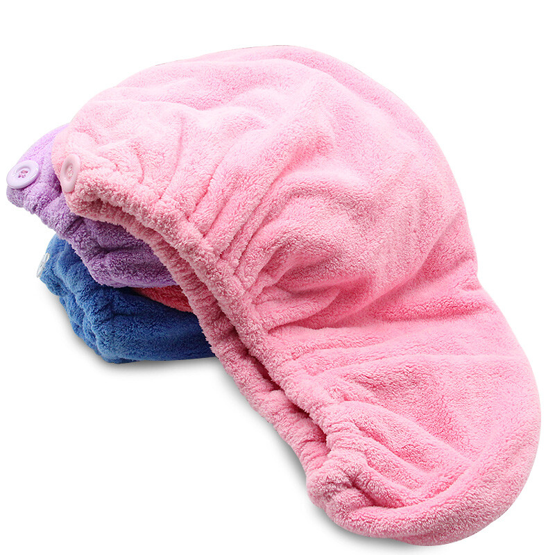 ZhangJi naiste vanni juuksekuivamüts Pehme kiust kuumüts kuivatusrätik lõime turban koos nupuga Quick Dry Cap Vannitoa mähitud rätik