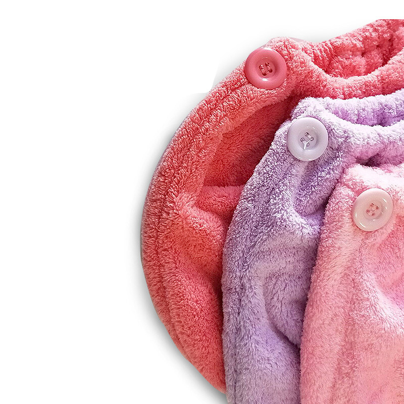 ZhangJi naiste vanni juuksekuivamüts Pehme kiust kuumüts kuivatusrätik lõime turban koos nupuga Quick Dry Cap Vannitoa mähitud rätik