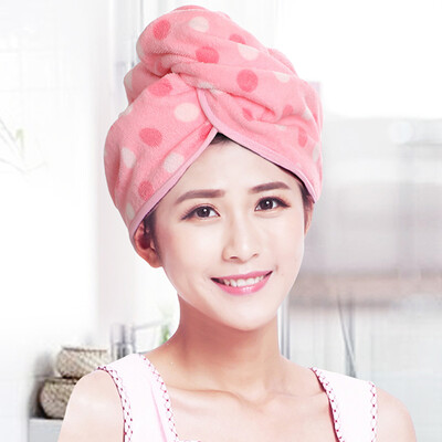 ZhangJi Πουά Στεγνό Μαλλιά Στεγνό Καπέλο μαλλιών Twrap Turban Πετσέτα μπάνιου με μικροΐνες με κουμπί Μαγικό καπέλο για στεγνά μαλλιά