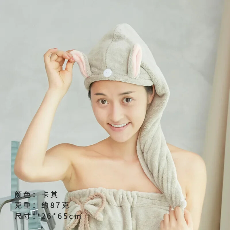 Uus Korea armas küülikukõrvad korallifliisist, tugevalt imav kuivadele juustele dušikork vannitoakomplekt rätik