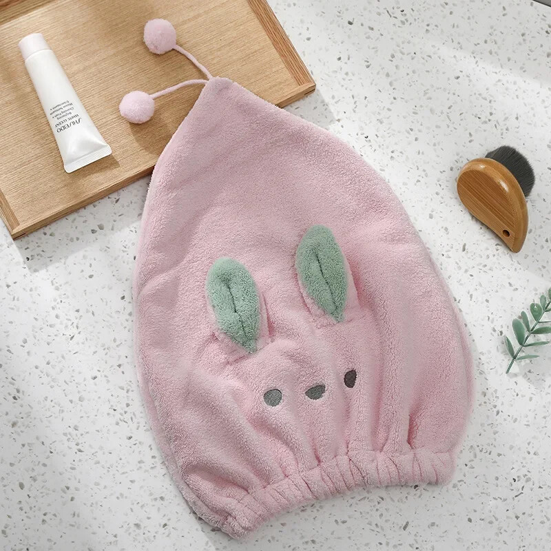 Pălărie de păr, solidă din microfibră, uscată rapid, prosop de iepure drăguț, prosoape de duș pentru femei, prosop textil de casă, prosop de baie, purtabil