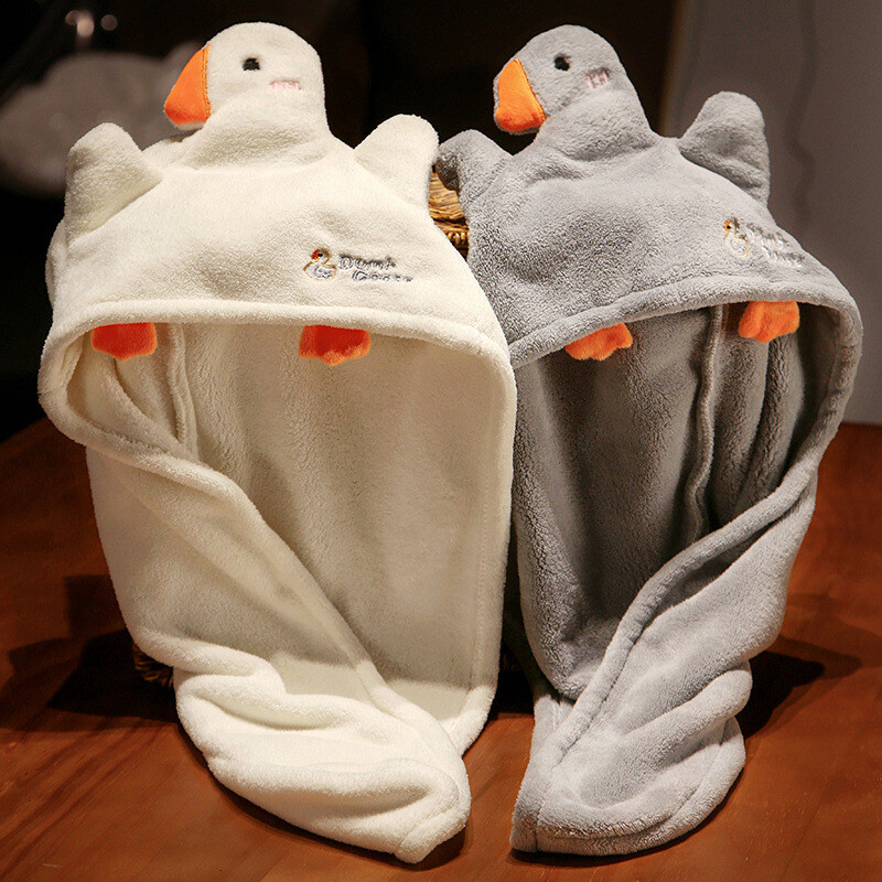 Cartoon Goose naiste juukserätikumüts Kiiresti kuivav korallide samet mikrofiiber Vannituba Super imav täiskasvanutele mõeldud saunamähised turbanimüts