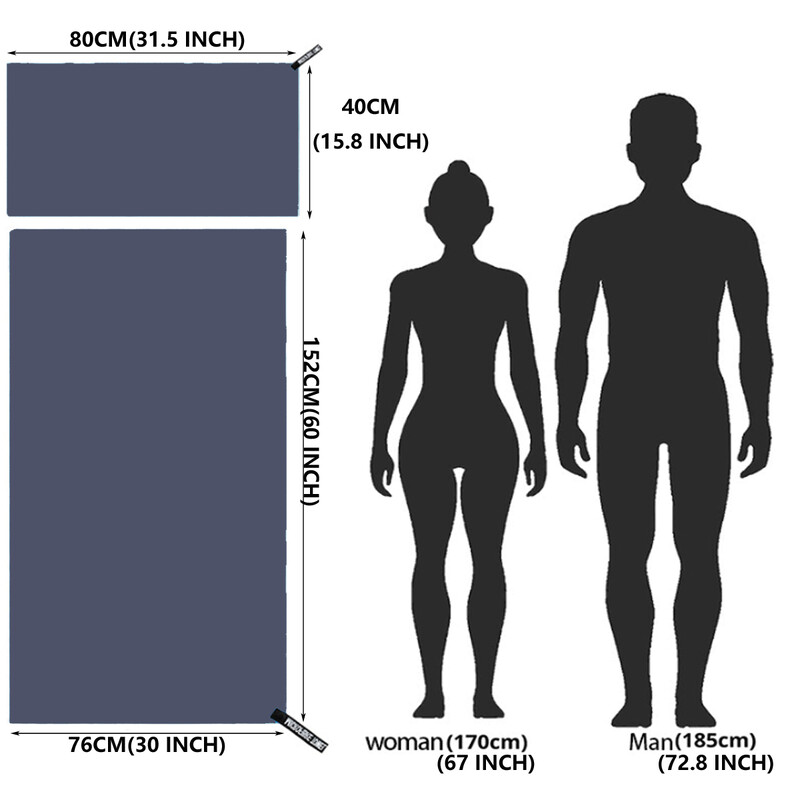 Kiiresti kuivav spordirätik 40x80/76x152cm ujumisjõusaal jooga treening välikämping matkamine jooksmine higiga rannarätik