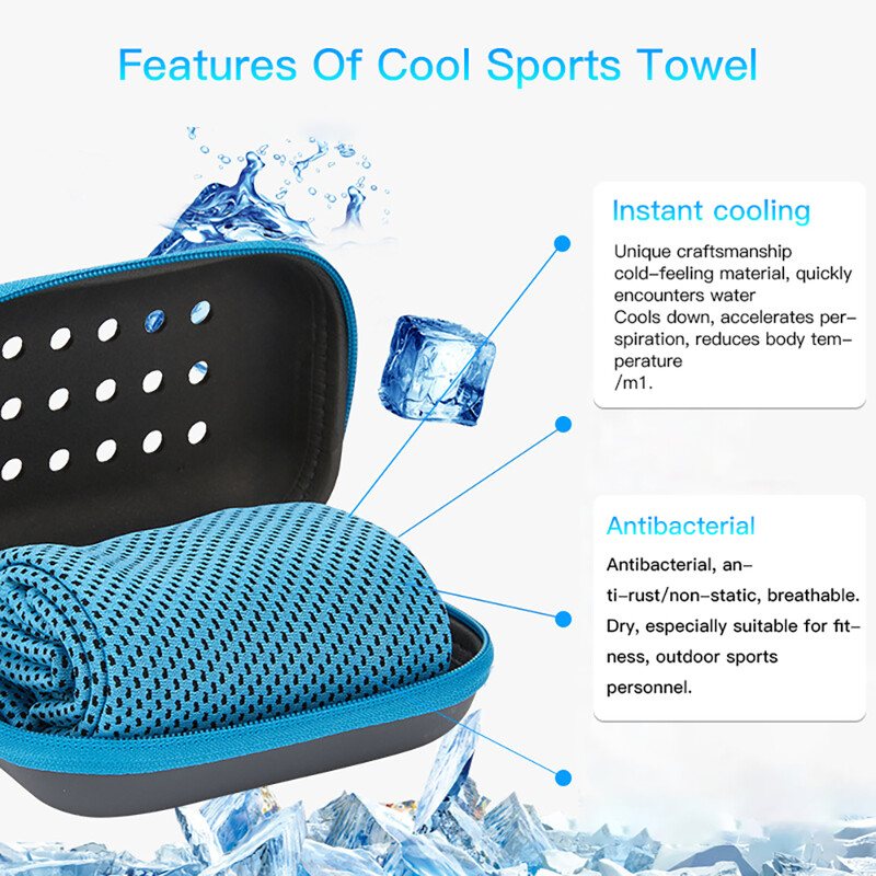 Spordikäterätik Fiber Cold Feeling rätik silikoonist varrukas kokkusurutud jahutav higi imav kiiresti kuivav külm rätik 100% polüester