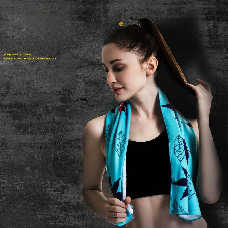 Spordi jahutav rätik, trükitud hingav, mugav kiirelt kuivav higi imav rätik fitness-jõusaali jooga jaoks