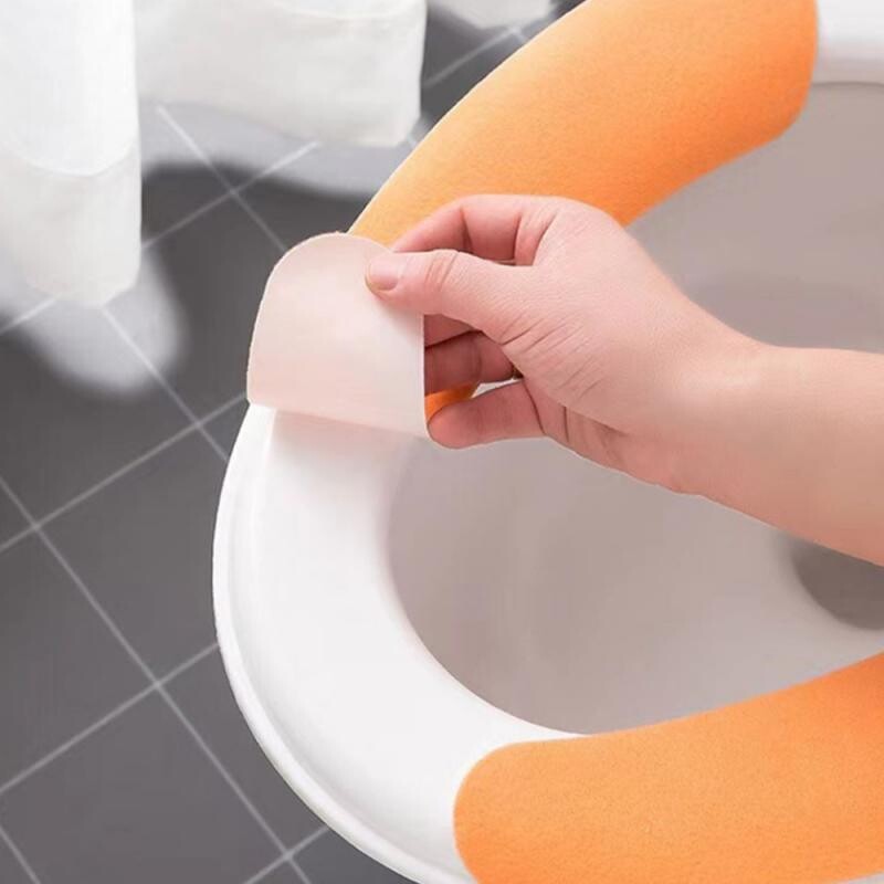 Autocolant pentru toaletă din flanel cald și reutilizabil Huse pentru scaune de toaletă lavabile Umplere pentru scaune de toaletă Covoraș de baie Husă pentru scaun Husă pentru scaune de toaletă