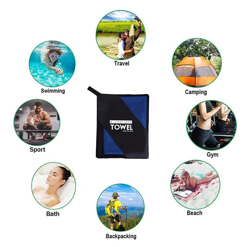 Mikrokiust reisimiskiirekuivavate käterätikute komplekt Kiirelt kuivav rätik 4 suurusega kerge pakk telkimiseks rannajõusaalis sportimiseks