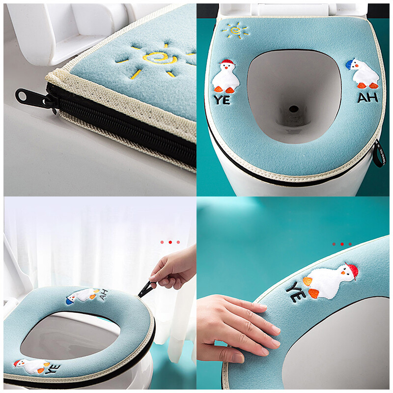 1 vnt Universalus tualeto sėdynės užvalkalas su rankena Closestool kilimėlis Minkštas šiltas tualeto sėdynės pagalvėlė Vonios tualeto dangčio priedai