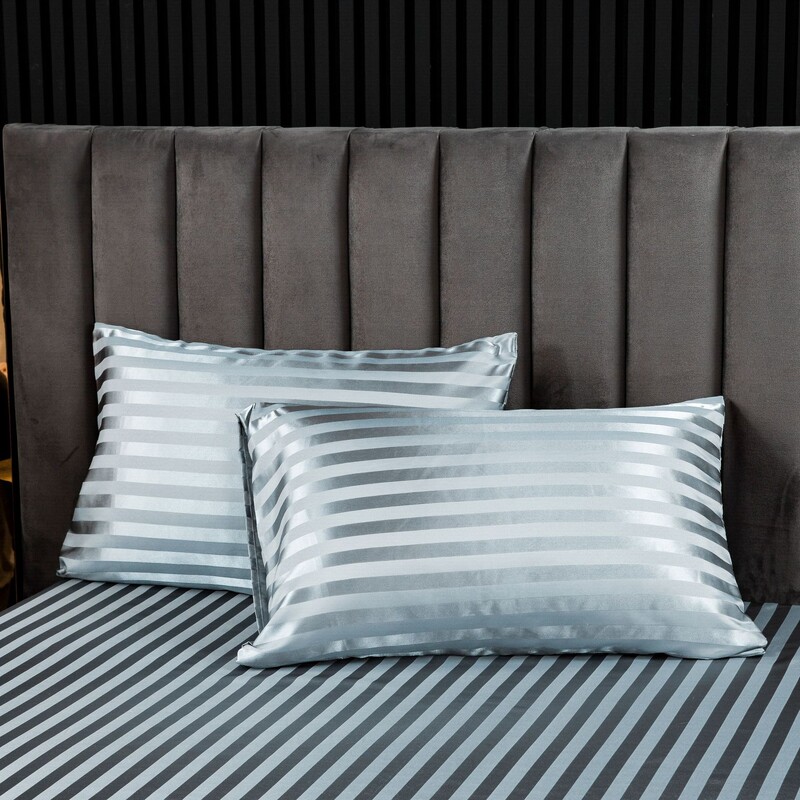 Fete de perna din satin 2 bucati pentru piele de par Fata de perna din satin de matase 51x76cm Set fete de perna matasoasa cu inchidere plic