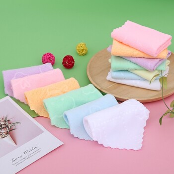 Candy Color Microfiber Νηπιαγωγείο Square Παιδικό Πλύσιμο Χεριών Καθαρισμός Μαλακό Γρήγορο Στέγνωμα Μικρό Μαντήλι με Γάντζο Πετσέτας