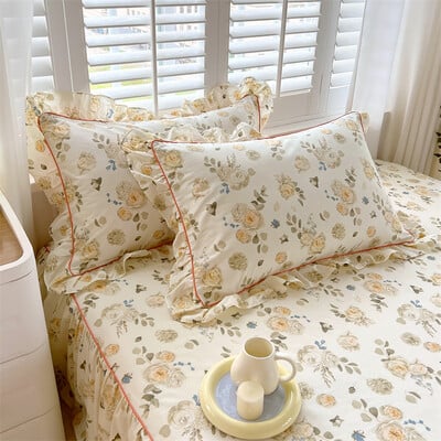 Bonenjoy 2tk padjapüür 100% puuvillane padjakate 48x74cm padjakate voodile lillelise stiiliga padjapüür, volangid Padjapüür 베개커버