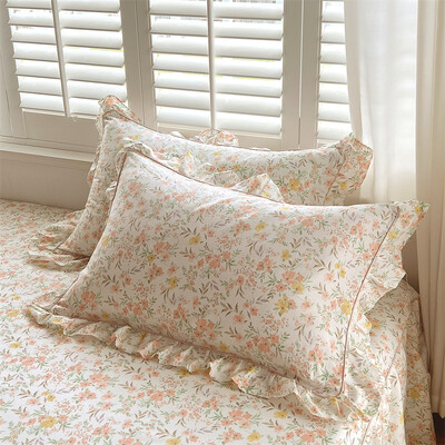 Bonenjoy 2tk padjapüür 100% puuvillane padjakate 48x74cm padjakate voodile lillelise stiiliga padjapüür, volangid Padjapüür 베개커버