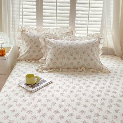 Bonenjoy 2tk padjapüür 100% puuvillane padjakate 48x74cm padjakate voodile lillelise stiiliga padjapüür, volangid Padjapüür 베개커버