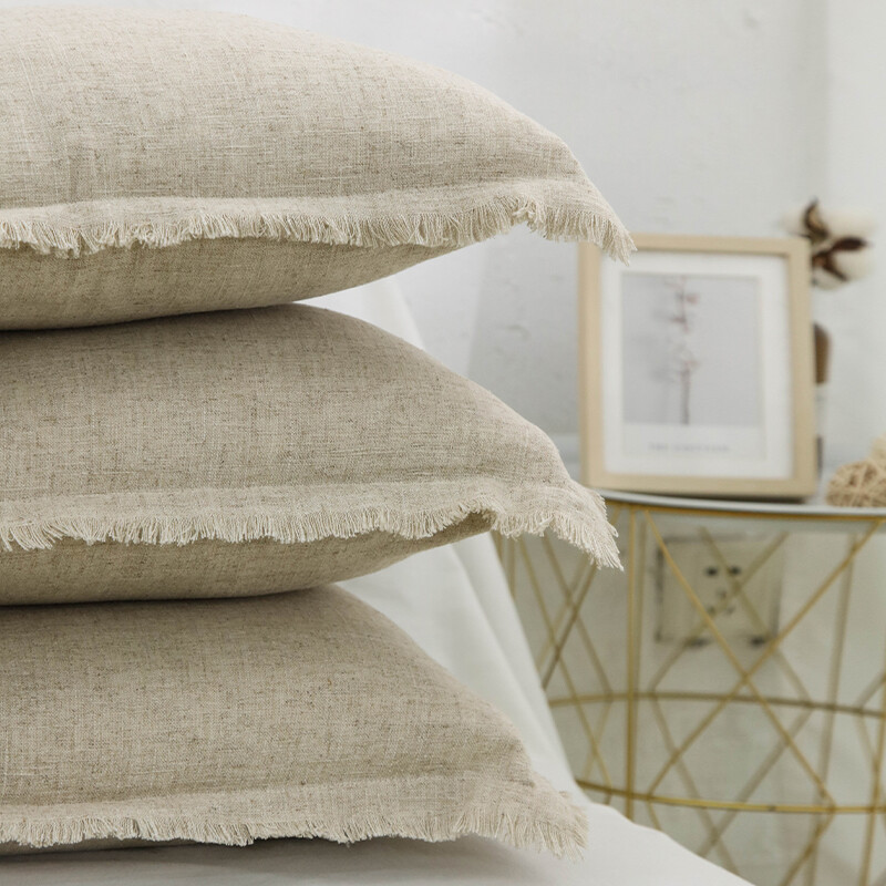 Pamučne lanene jastučnice s resicama, euro lan, ukrasna navlaka za jastuk, boho shabby chic stil, 45x45cm, 30x50cm 1kom