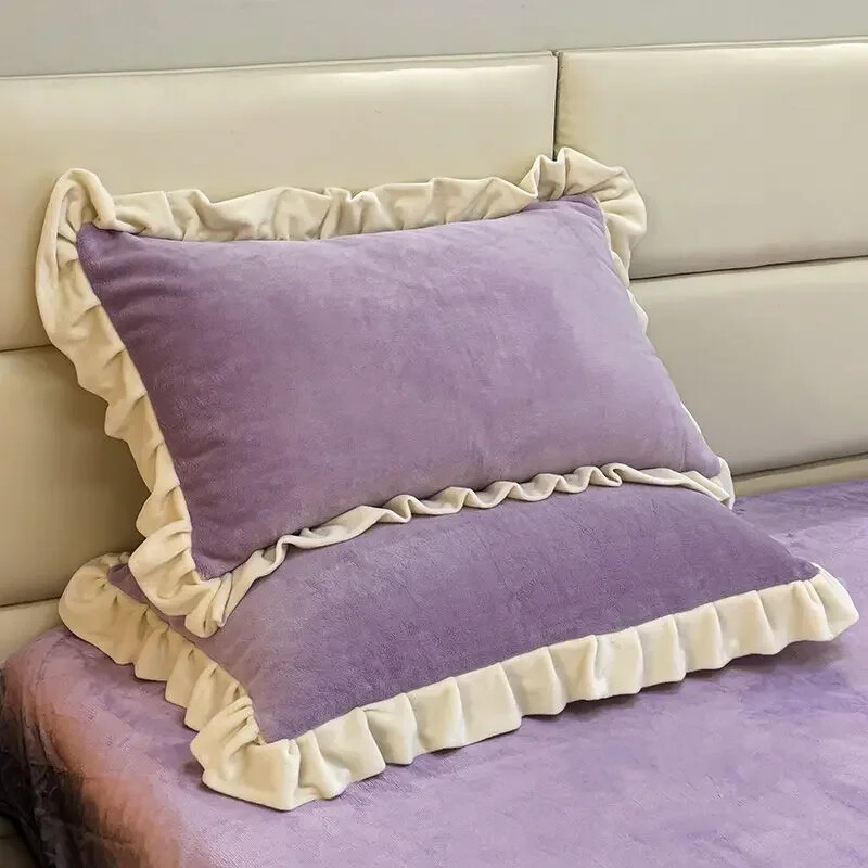 Pitsist sügisene paksendatud piima sametist padjapüüri paar 48x74cm hubane nahasõbralik kahepoolne padjapüür ühele inimesele