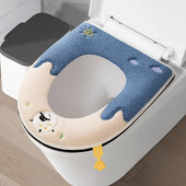 Žiemai sutirštinta šilta tualeto sėdynės pagalvėlė su rankena Buitinė vonios kambario tualeto užvalkalo priedai Universalūs minkšti ir plaunami