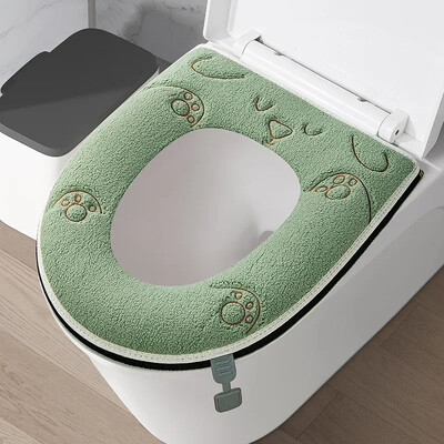 Žiemai sutirštinta šilta tualeto sėdynės pagalvėlė su rankena Buitinė vonios kambario tualeto užvalkalo priedai Universalūs minkšti ir plaunami