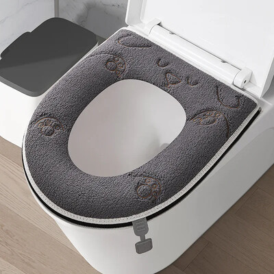 Žiemai sutirštinta šilta tualeto sėdynės pagalvėlė su rankena Buitinė vonios kambario tualeto užvalkalo priedai Universalūs minkšti ir plaunami